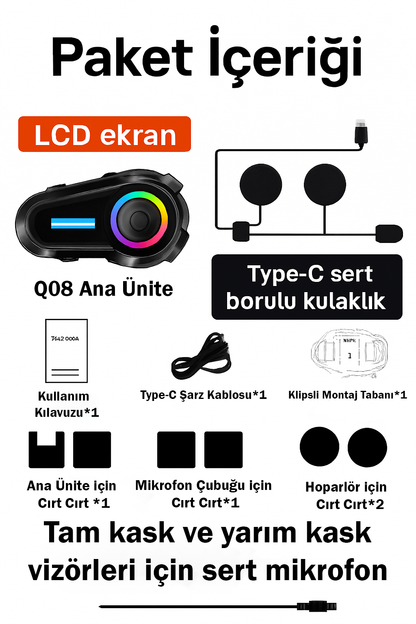 BLİC Q08 İnterkom, Su Geçirmez, IPX6 Koruma, Hızlı Şarj.