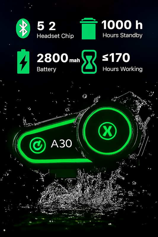 BLİC A30 İnterkom, Uzun Pil Ömrü, Su Geçirmez, IPX7 Koruma, Çift Bağlantı Desteği, Hızlı Şarj.
