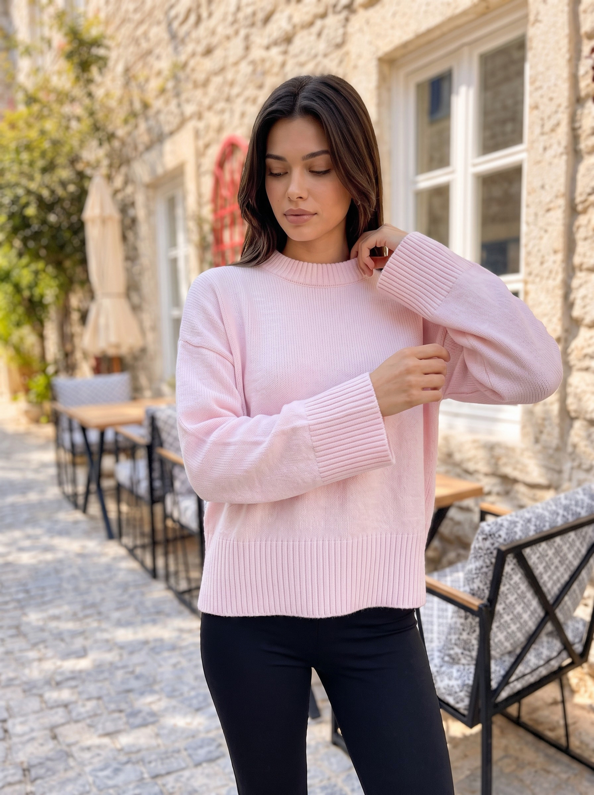 Alya Bisiklet Yaka Triko Kazak — Açık Pembe