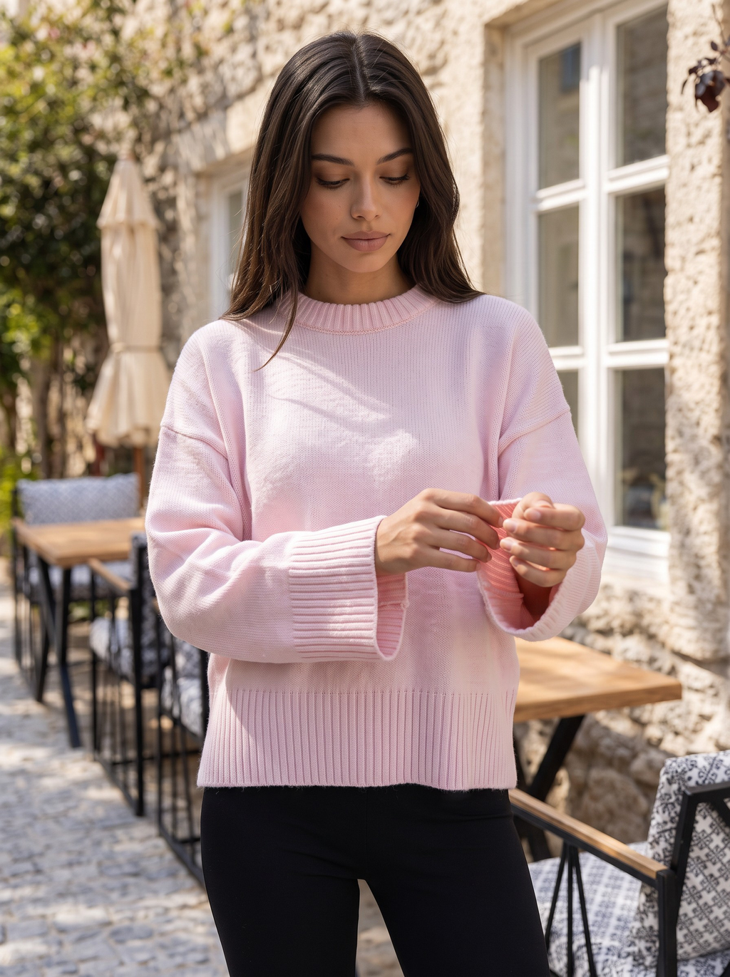 Alya Bisiklet Yaka Triko Kazak — Açık Pembe
