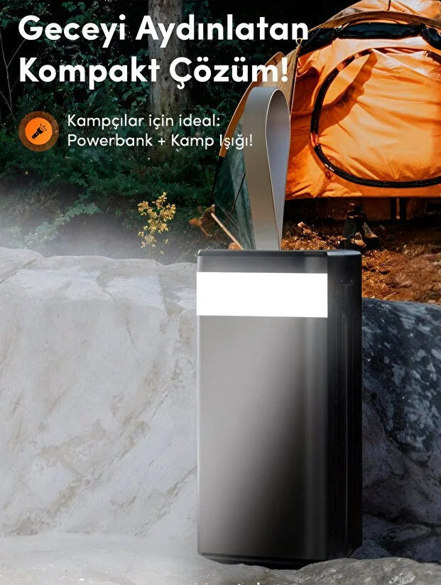 LİNKAGE 50.000mAh, Solar Powerbank LCD Ekran, 4xUSB, Kamp Işıklı Dahili Kablolu 22.5W