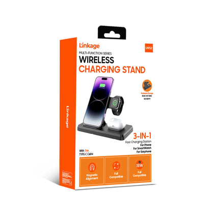 LİNKAGE Wireless Type-C,15W 3in1 Şarj Standı