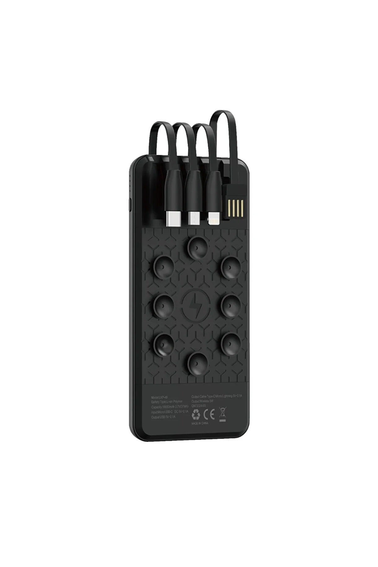 LİNKAGE 10.000mAh, Powerbank 5W, USB, Dahili Type-C, Mikro, Lightning Kablolu, LCD