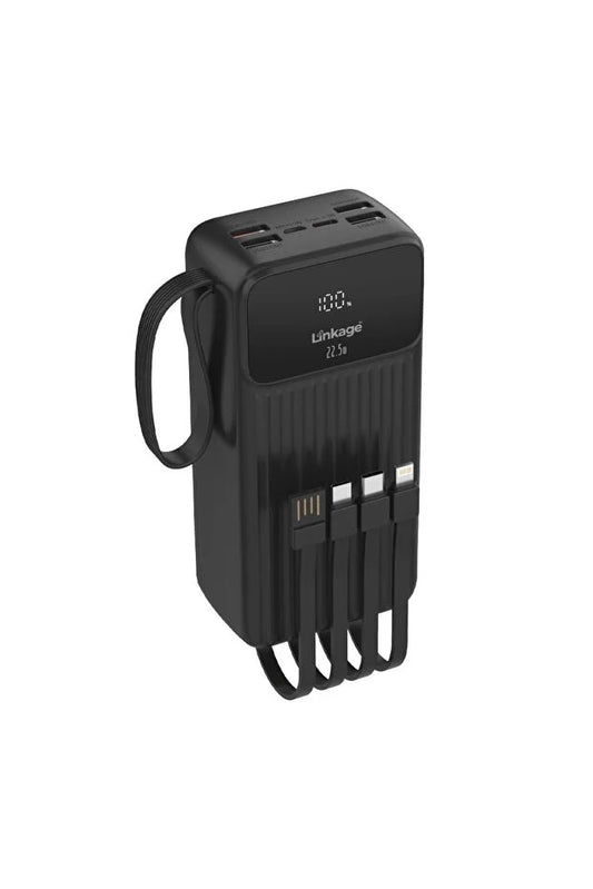 LİNKAGE 30.000mAh, Powerbank 4xUSB-A USB-C ve Mikro Girişli Dahili Kablolu 22.5W